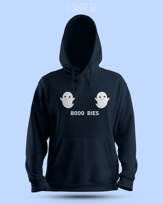 ჰუდი „Boo Bies“ — ორი მოჩვენება და სიტყვათა თამაში, მუქი ლურჯი