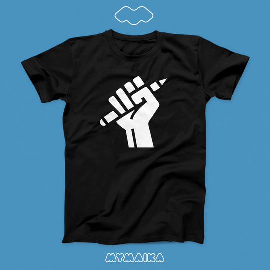 მაისური „DESIGN FIST“ — აწეული მუშტი ფანქრით