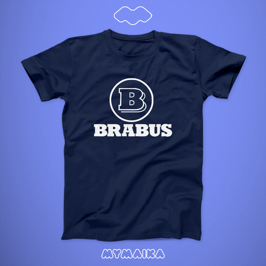მაისური „ბრაბუსი“ — Brabus-ის თეთრი ემბლემა და წარწერა
