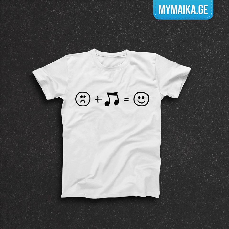 მაისური „Music Makes Happy“ — სმაილებისა და ნოტის ფორმულა