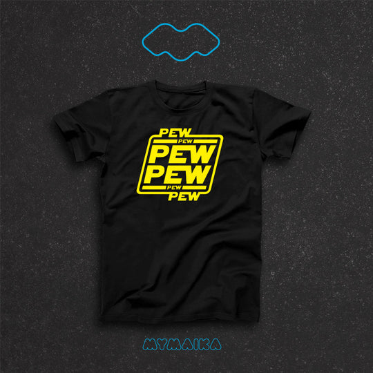 მაისური „PEW PEW PEW“ — „ვარსკვლავური ომების“ ლოგოს პაროდია